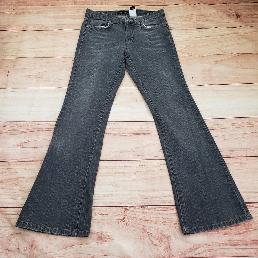 Calvin Klein Jeans Pants Womens 6 Gray Flare Mid Rise Stretch Denim Bootcut